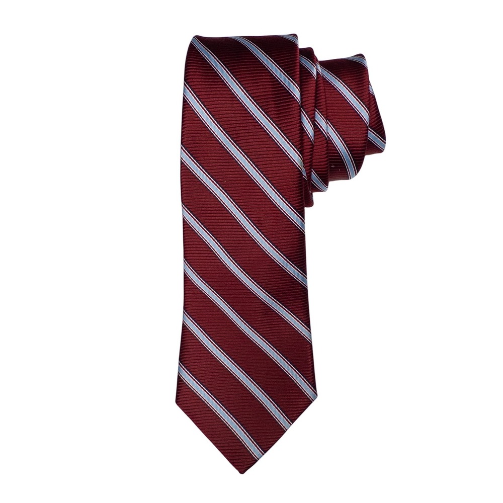 Brooks Brothers Striped Necktie Stain Resistant Burgundy Business Casual Tie